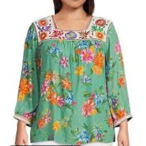 John Mark Multicolor Floral Embroidered Blouse Top Size 2X, NWT